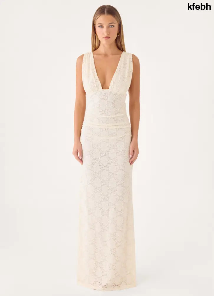 Aarin Lace Maxi Dress - Cream - Maxi Dresses