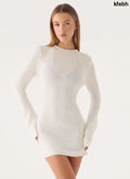 Levara Knit Low Back Mini Dress - White - Mini Dresses
